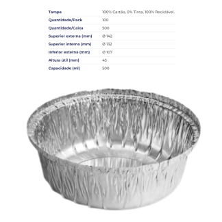 Forma Embalagem Alumínio Redonda 0150 500ml